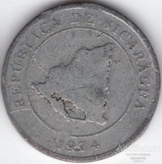 Никарагуа 10 сентаво 1974 года