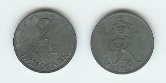 * Дания 2 эре 1960 Король Фредерик IX * КМ 840.1 * Цинк (v)