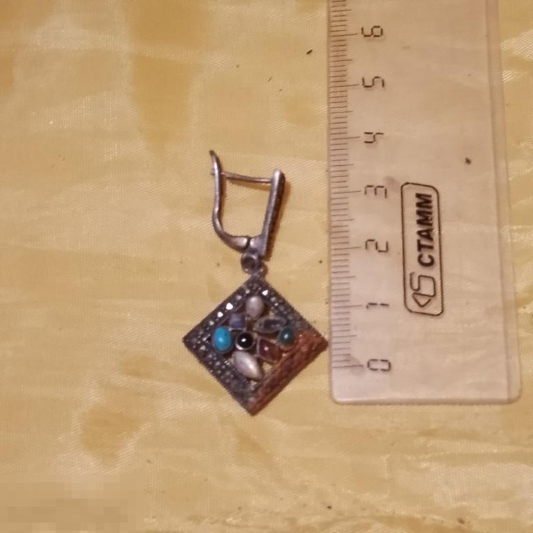 Серьга винтаж потеряшка мельхиор