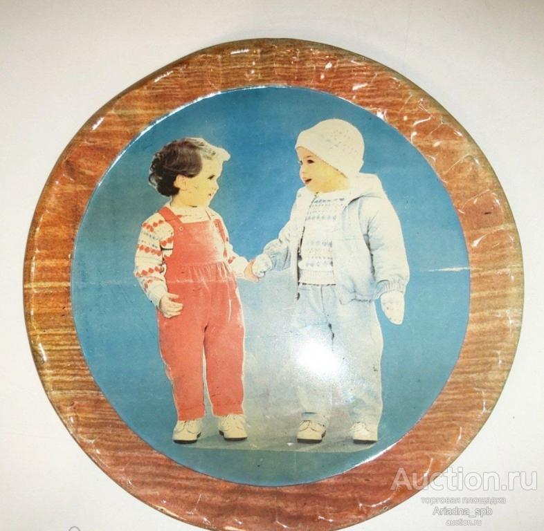 Жестяной поднос. Диаметр - 32 см. Винтаж, СССР