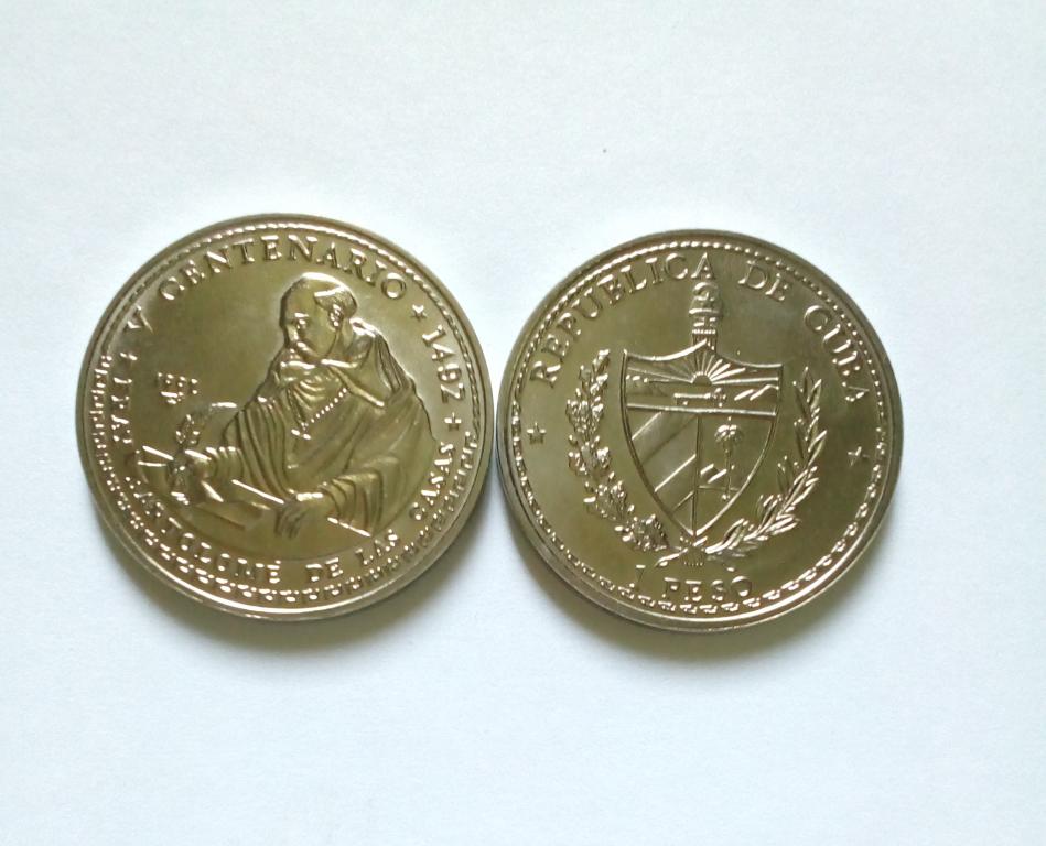 Куба 1 песо 1992 год UNC Бартоломе де Лас Касас