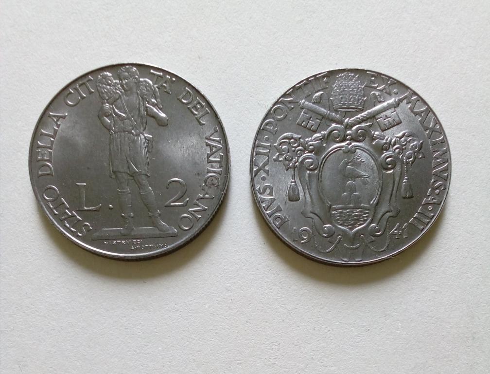 Ватикан 2 лиры 1941 год Качество!
