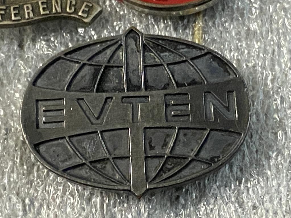 Знак ИНОСТРАННЫЙ значок EVTEN ПРОМЫШЛЕННОСТЬ. ГЛОБУС. ТЯЖЕЛЫЙ  РЕДЧАЙШИЙ  RRR