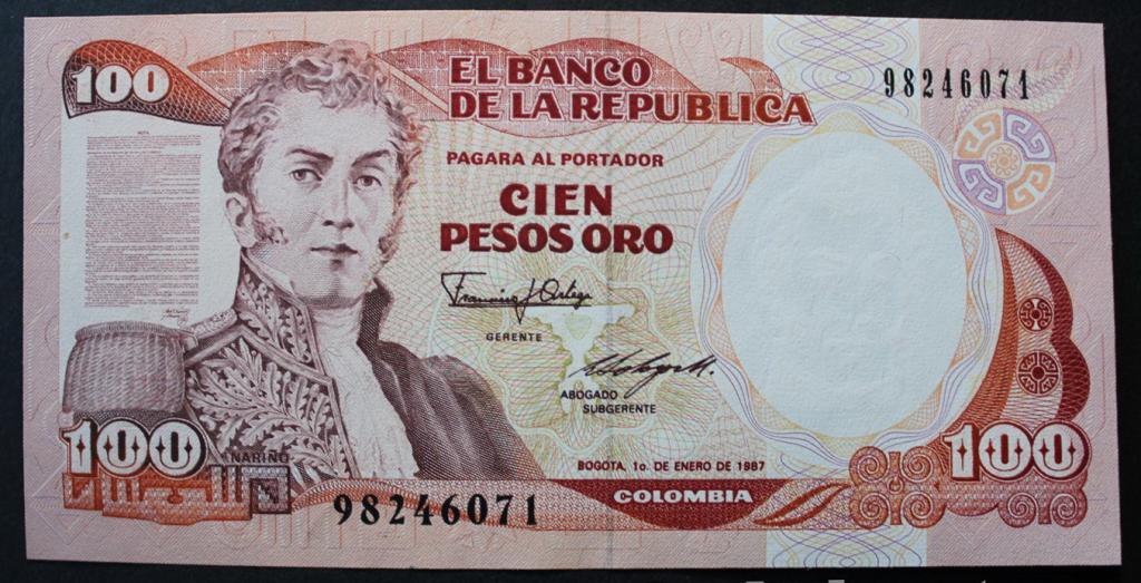Колумбия 100 песо 1987 UNC-