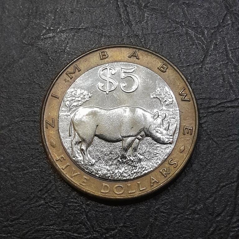 5 долларов 2002 год Зимбабве.