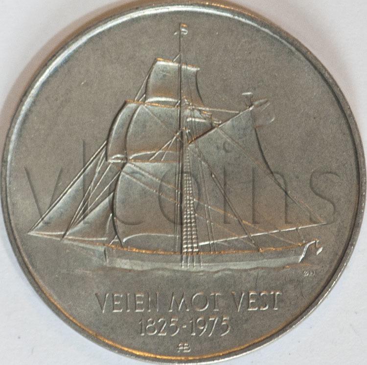 Норвегия 5 крон 1975 Парусник XF UNC 92551