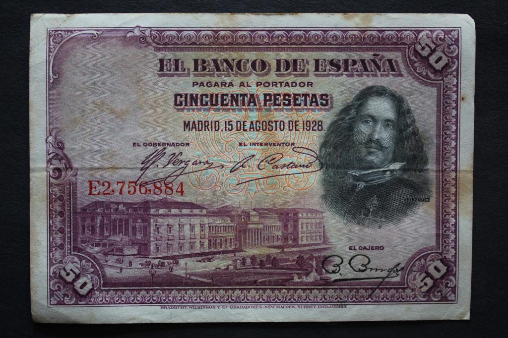 Испания. 50 песет 1928 года. Из обращения.