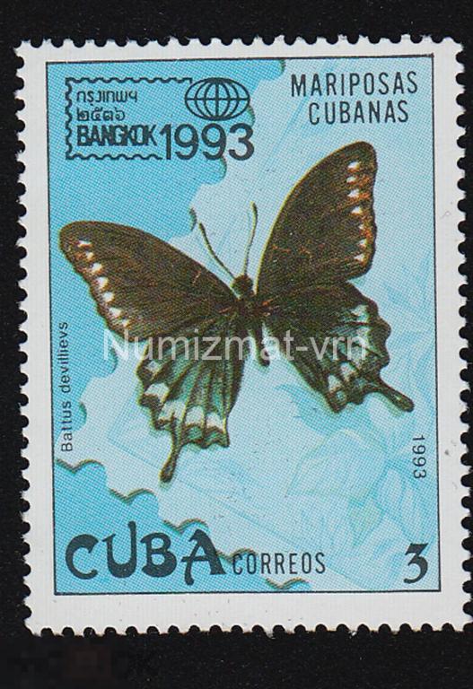 Марка Куба. 1993 г. Бабочка. Бабочки Кубы. Фауна Кубы.