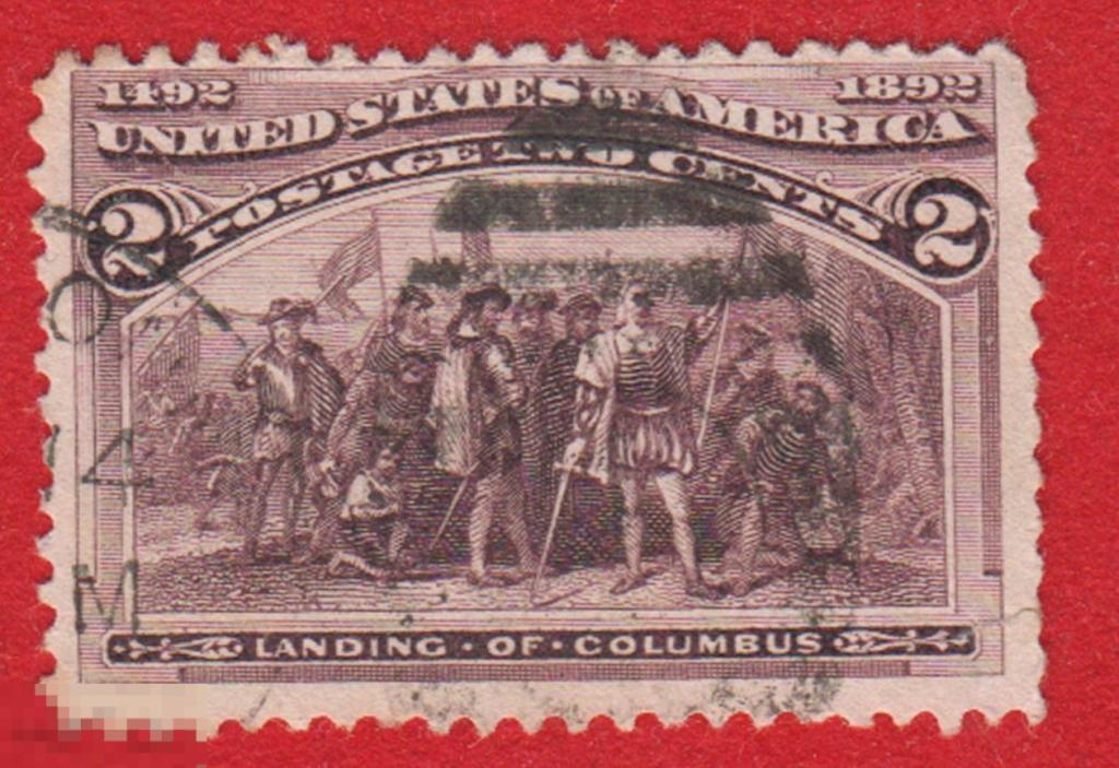 Марка США 1892 год. Первая высадка Колумба в Новом Свете Колумб. Редкость!