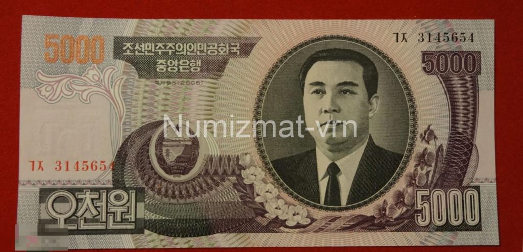 Северная Корея - 5000 Вон 2006 UNC Пресс. Из пачки.