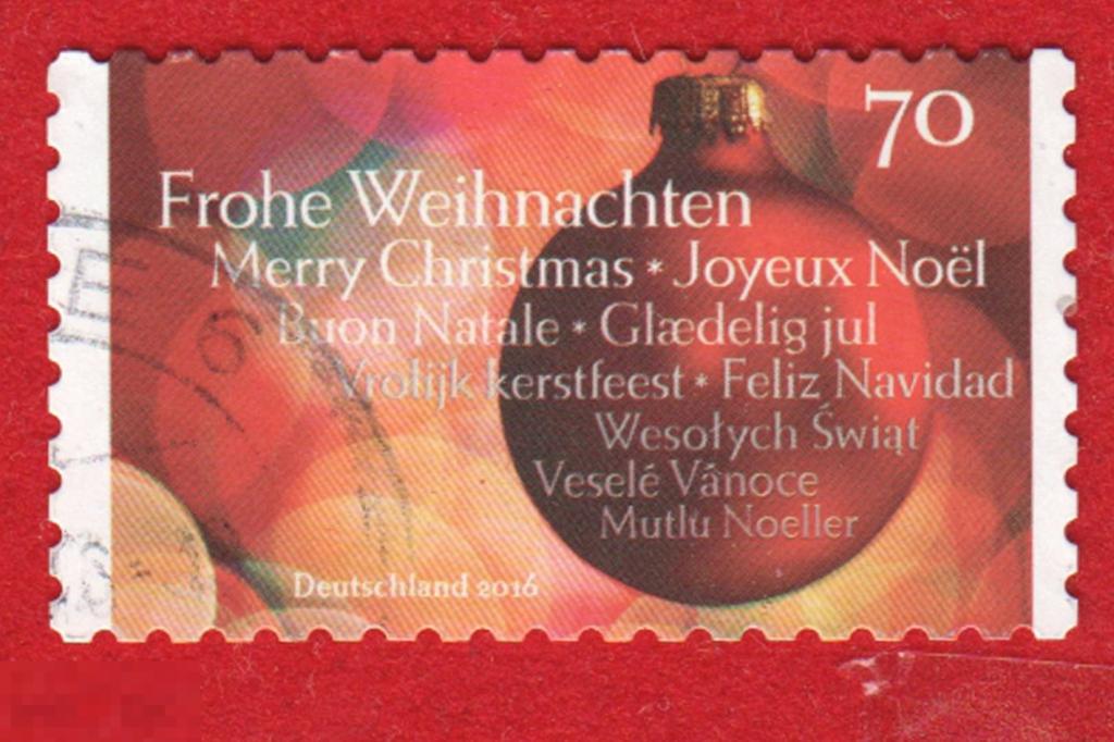 Марка Германия 2016 год. Новогодние игрушки. Елочный шарик.Елочные игрушки. Рождество. Новый год.