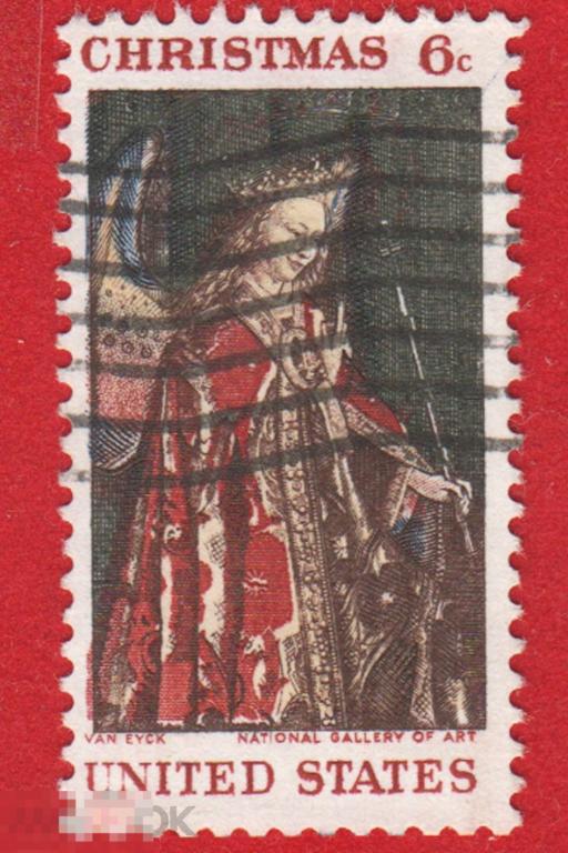 Марка CША 1975 год. "Благовещение" Ян ван Эйк Православие вера. искусство. картины