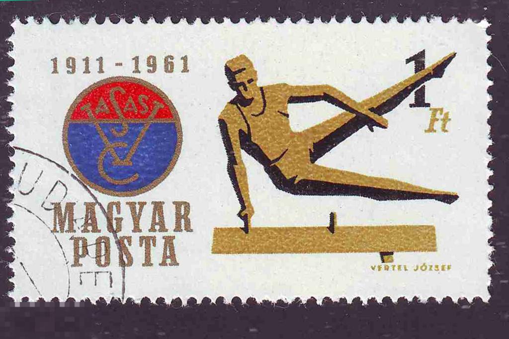 Марка Венгрия 1961 год Гимнастика 50-летие спортивного клуба "Васас" Спорт
