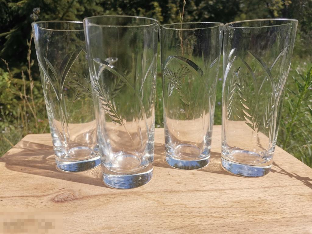 Стаканы Хрусталь, Колосья , Агитация, Алмазная резьба, 4шт., СССР