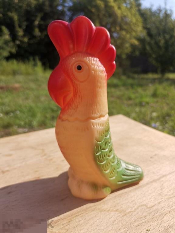Игрушка СССР Попугай, Попугайчик, Пищалка, Резина