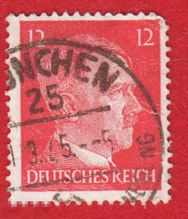 Марка Германия 1942 год. Адольф Гитлер. Личности. 3 Рейх. Фашизм. Германия. ВОВ. Редкость!