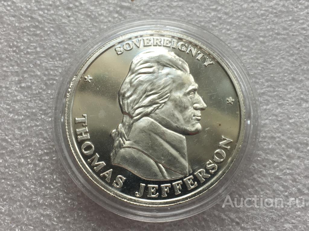 США раунд жетон медаль 1995 Томас Джефферсон Свобода Liberty Lobby СЕРЕБРО