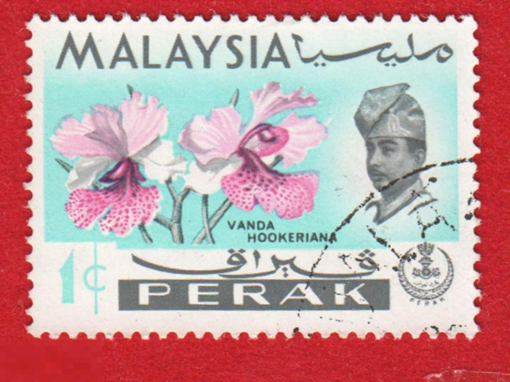 Марка Малайзия 1977 год. Орхидея видов гибрида Ванда «Мисс Хоаким» Цветы Цветок