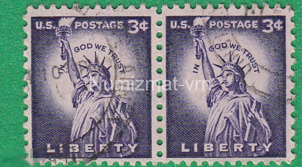 Марка США 1970 г. Статуя Свободы Святыни демократии. Свобода для всех. Сцепка. РЕДКОСТЬ!