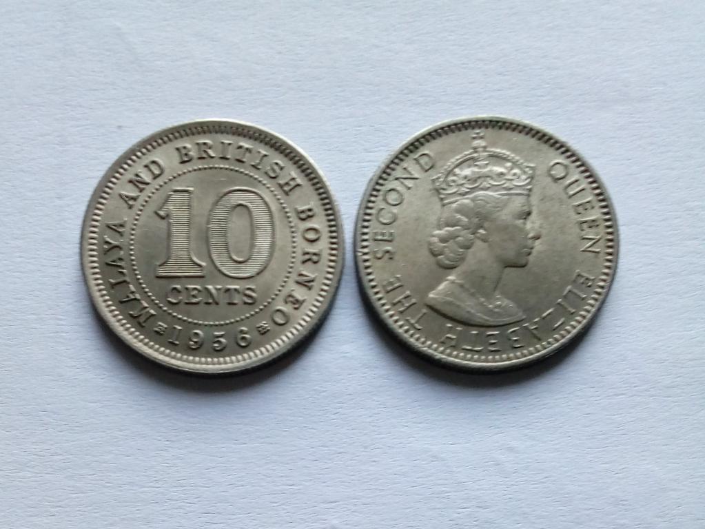 Малайя и Британское Борнео 10 центов 1956 год