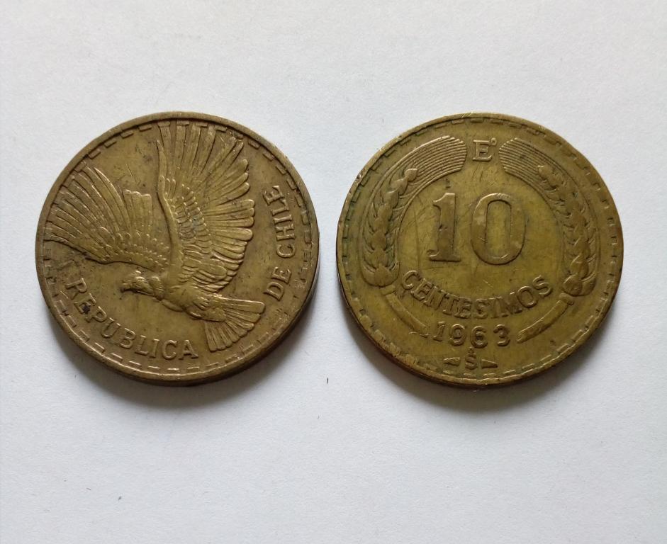 Чили 10 сентесимо 1963 год