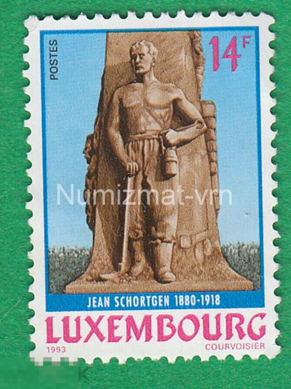 Марка Люксембург 1993 г. Памятник Шортгену на кладбище Тетенг Памятники. Монумент. Личности