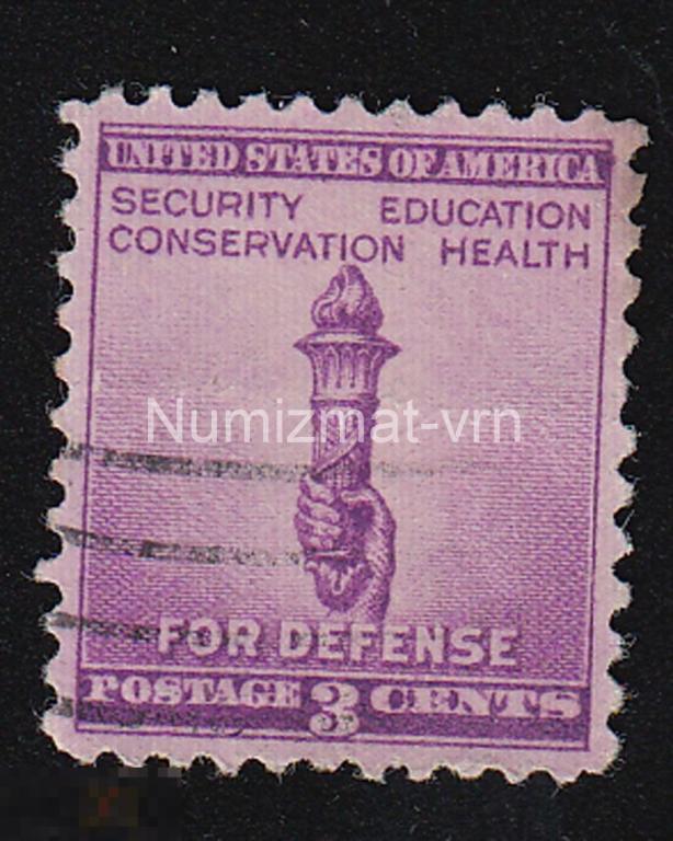 Марка США. 1932 г. Факел. Олимпийский огонь.