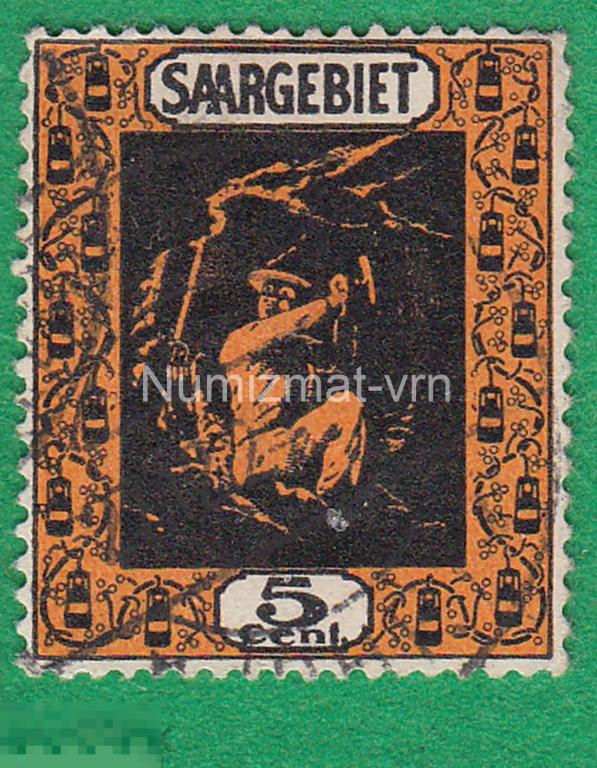 Марка Германия 1937 г. Шахтеры. Земля Саар. Редкость!