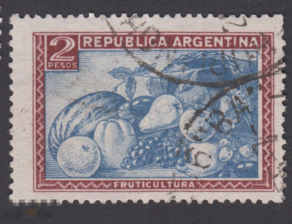 Марка Аргентина 1956 год.Урожай. Виноград. Овощи и фрукты. Редкость!