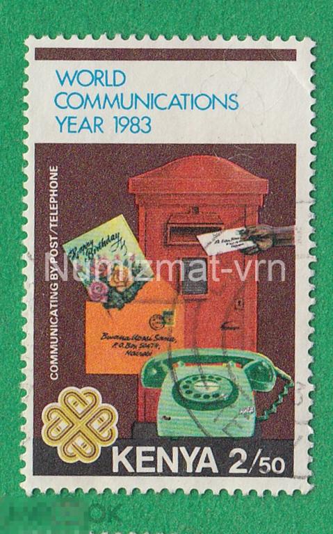Марка Кения 1983 г. Год международных коммуникаций. Связь. Телеграф.