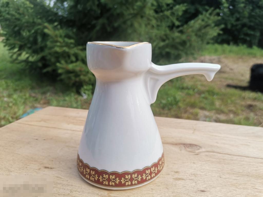 Турка Кофейник, молочник, Фарфор, Позолота, Чайка, СССР, Краснодарский фарфоровый завод