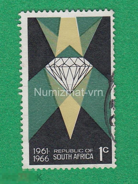 Марка ЮАР 1966 г. Бриллиант. Бриллианты. Драгоценные камни. Минералы. Камни. Геология.