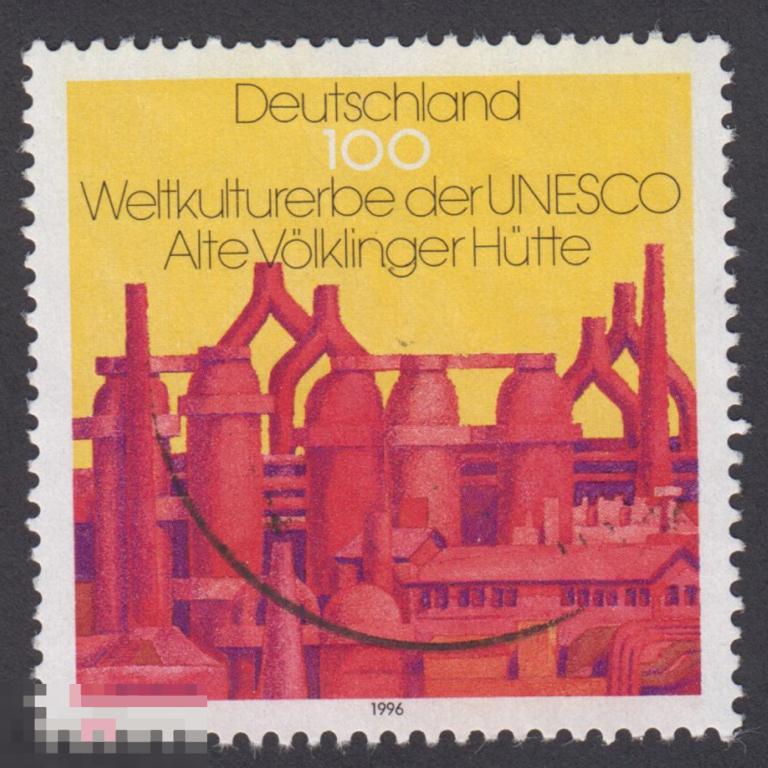 Марка ФРГ 1996 год. Старый металлургический завод в Фельклингене Производства. Технология