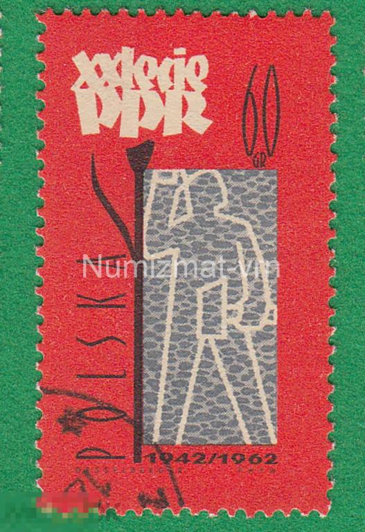Марка Польша 1962 г. 20 лет Коммунистической Польше. События. Юбилей. Даты. Праздники. книги.