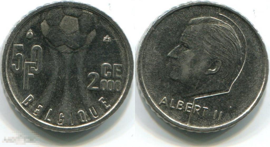 0135 Бельгия 50 франков 2000 A-II BELGIQUE Футбол.4