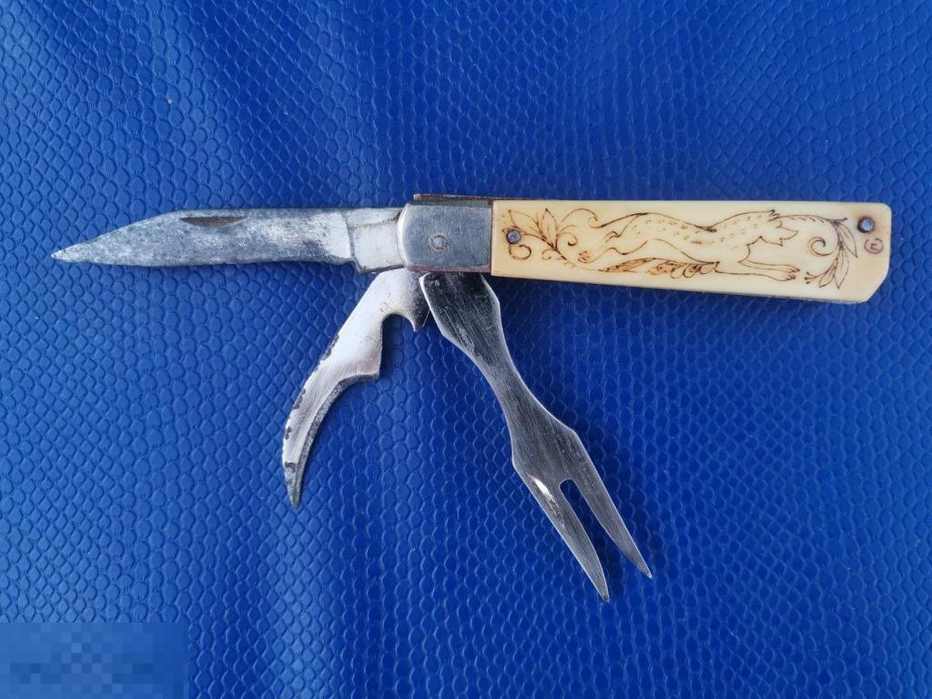 Нож Павлово, Волк, Собака, Кость , 3 предмета, СССР, редкий