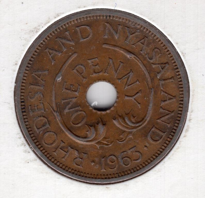 1 пенни - Родезия и Ньясаленд - 1963 - Слоны - Елизавета II - KM#2