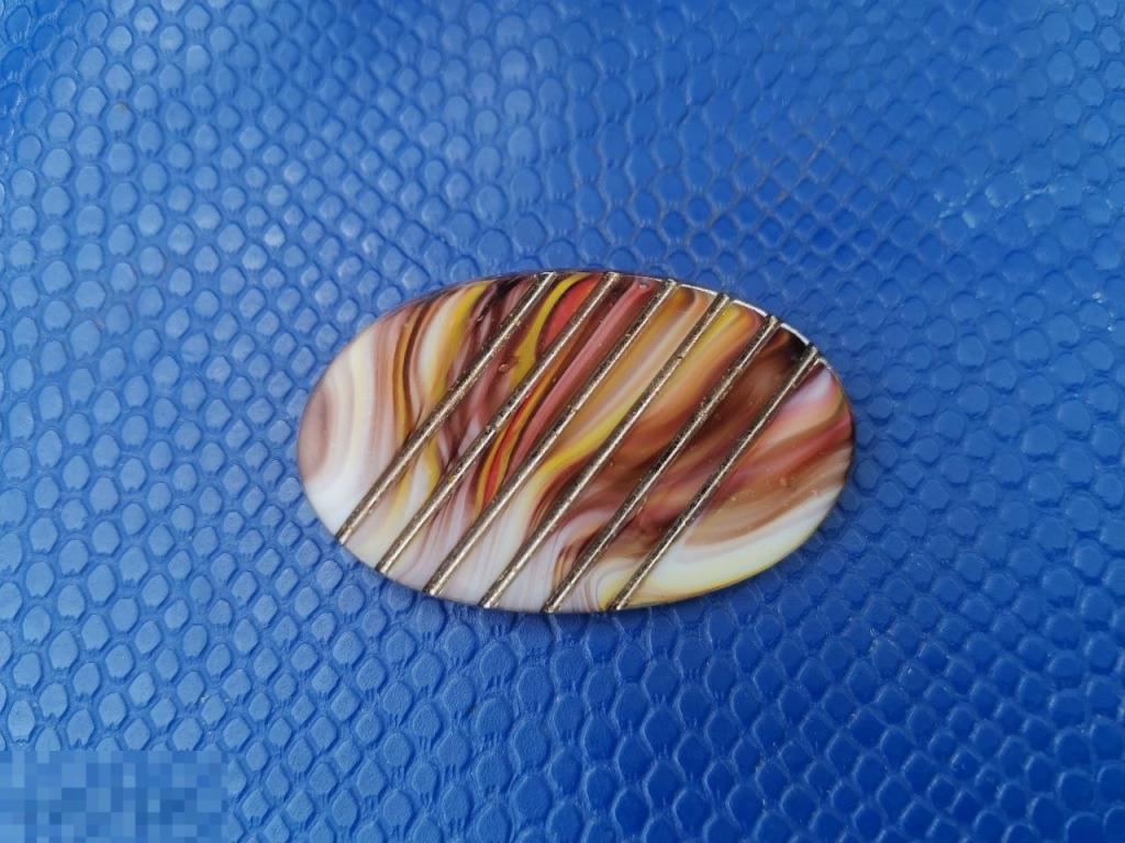 Брошь Глушеное стекло Чехословакия Яблонекс латунь времён СССР