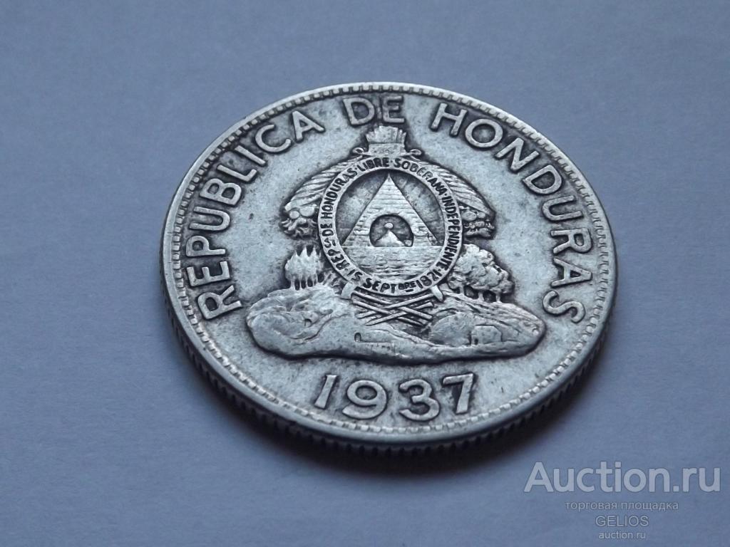 Гондурас 1 лемпира 1937 Серебро 900 Отличный Сохран!! ЭКЗОТИКА Редкость!!!