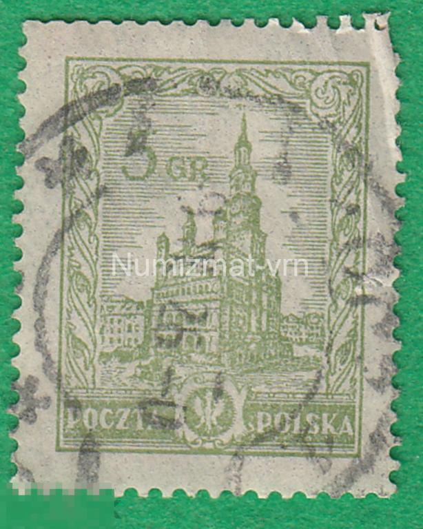 Марка Польша 1926 г. Город. Польский Град. Костел. Старинная марка.