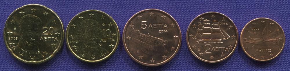 Греция Набор монет 2009-2014 UNC