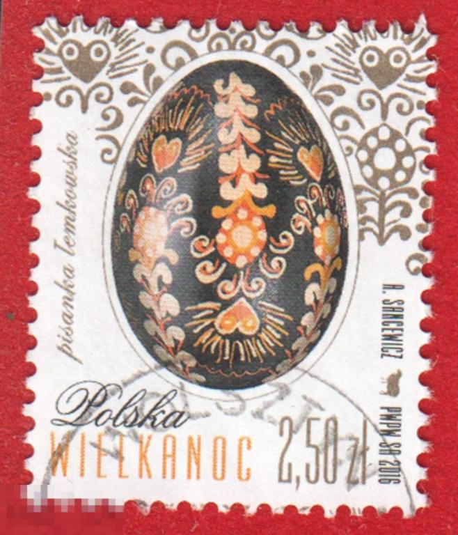 Марка Польша 1972 год. Томковское пасхальное яйцо. Роспись. Украшения. Игрушки и сувениры