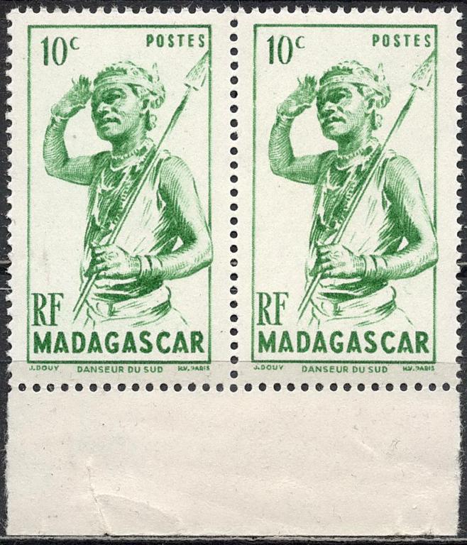 ❤1946 Мадагаскар Французский Сцепка Поле Mi 387 ЛЮКС MNH OG