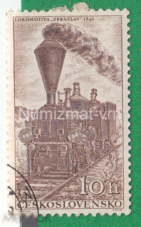Марка Чехословакия 1946 г. Локомотив. Zbraslav Электровоз Паровоз Тепловоз Железная дорога Редкость!