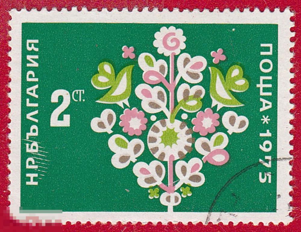 Марка Болгария 1975 год. Рисунок цветы. Астра, астры семейства Астровые, или Сложноцветные. Цветы