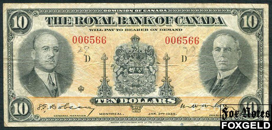 Канада Royal Bank of Canada 10 долларов 1935  P:S1392 0065566