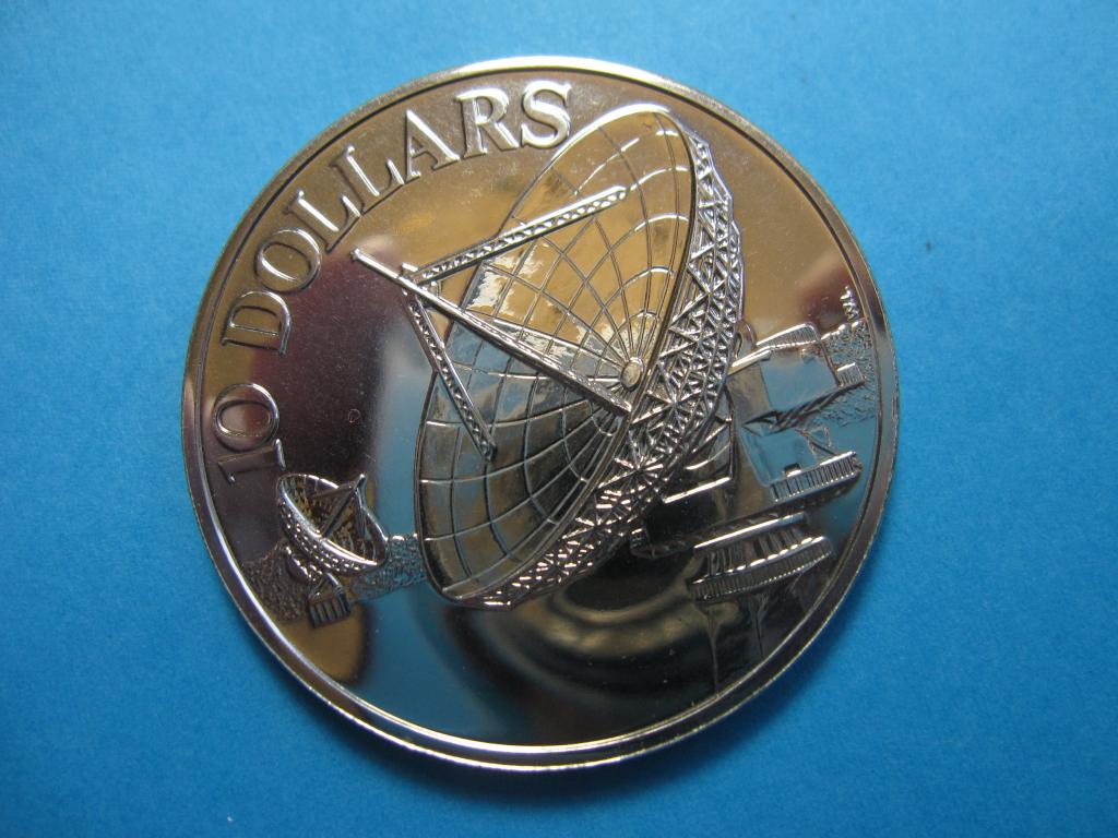 СИНГАПУР 10 долларов 1980 Наземный Спутник Связи, Никель, 41 мм Редкий UNC! №2