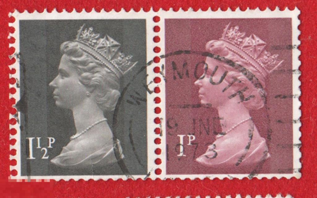 Марка Великобритания 1973 год. Елизавета 2 Королева Великобритании королева.Сцепка Редкость!