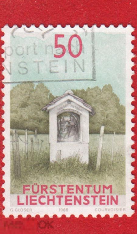 Марка Лихтенштейн 1971 год Граница. Пограничный указатель. Королевские династии. Редкость
