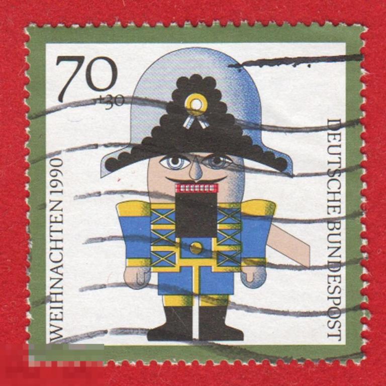 Марка ФРГ 1990 год. Щелкунчик. Сказки мира. Сказки Германии. Мультфильмы